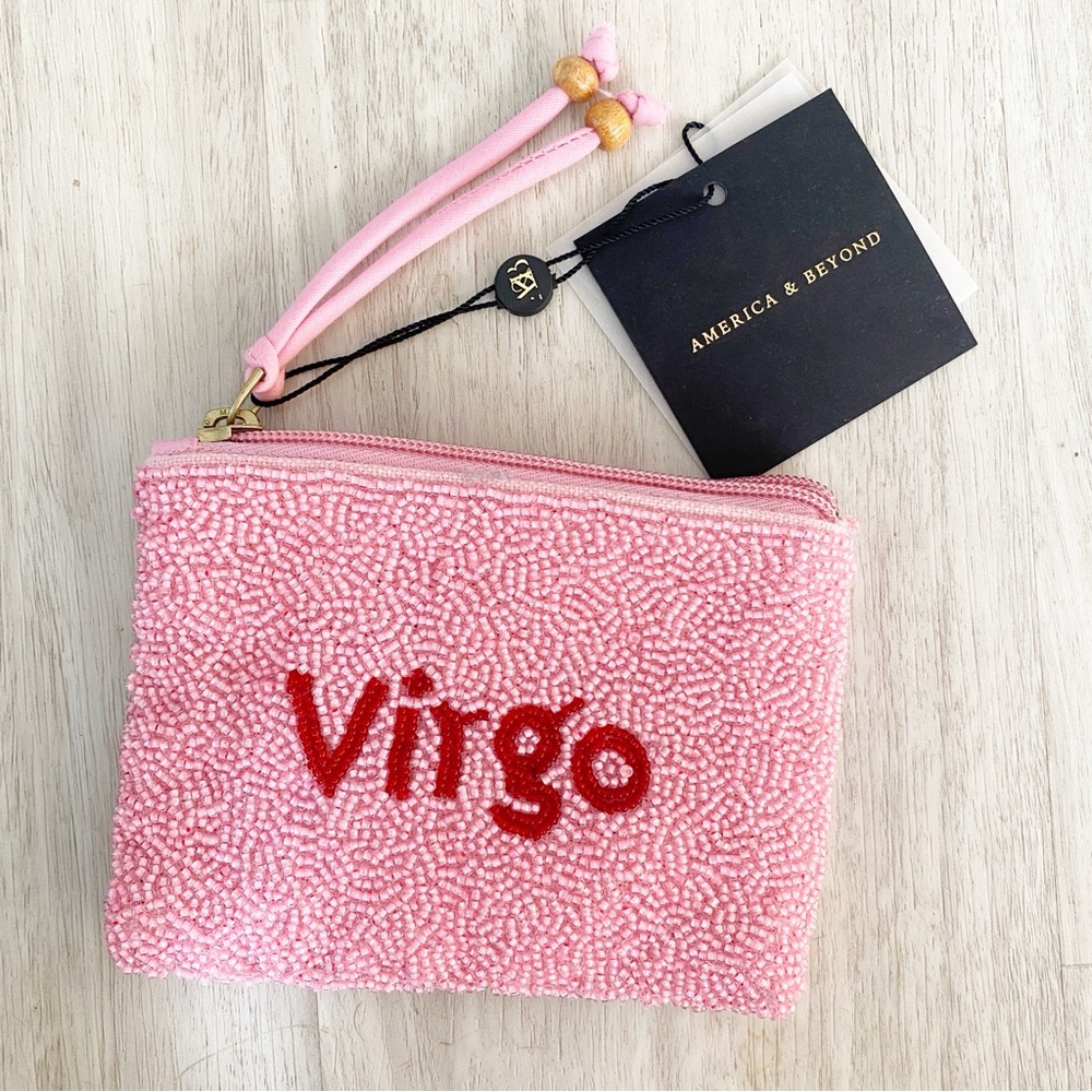 America and Beyond Zodiac Virgo Beaded Wristlet Pouch